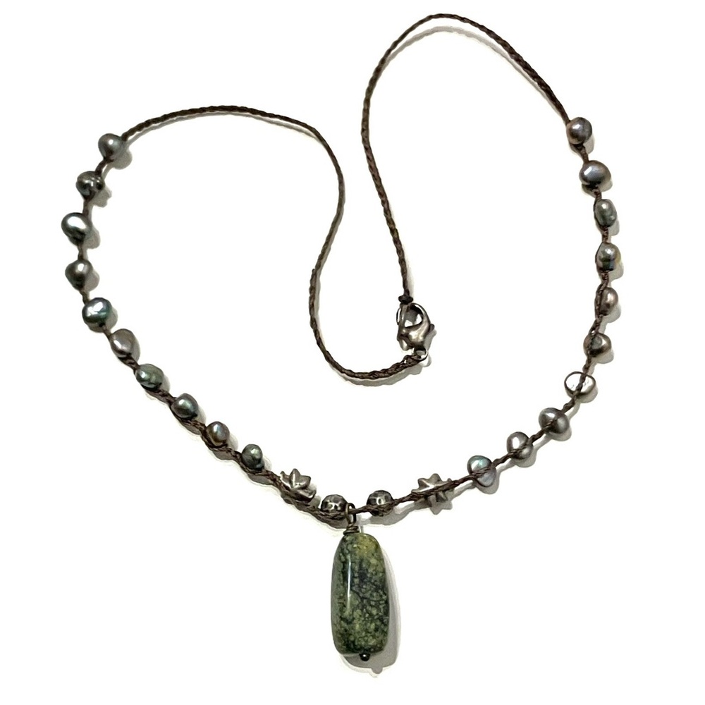 Sterling Silver Freshwater Pearl Cord Necklace 16”